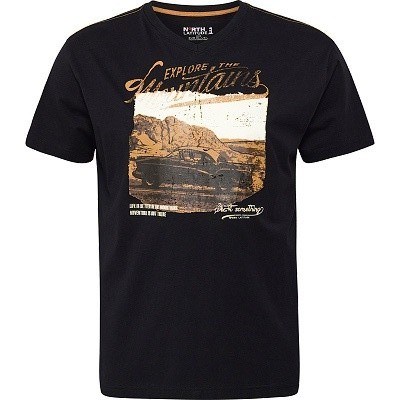 Pánské tričko NORTH 53106 černé s potiskem krátký rukáv  5XL - 8XL