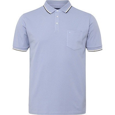 Pánská polokošile - tričko s límečkem NORTH 53113 s lycrou modro-šedé krátký rukáv  4XL - 8XL