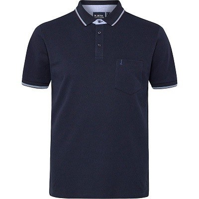 Pánská polokošile - tričko s límečkem NORTH 53113 s lycrou tmavě modré krátký rukáv  4XL - 8XL