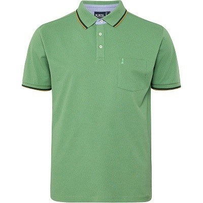 Pánská polokošile - tričko s límečkem NORTH 53113 s lycrou zelené krátký rukáv  5XL - 8XL