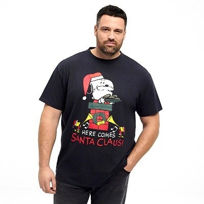 Pánské tričko 53352 NORTH černé vánoční motiv krátký rukáv  5XL - 8XL