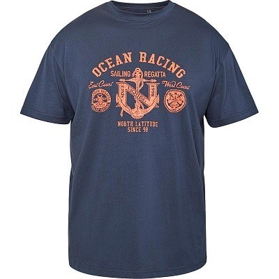 Pánské tričko 61121 NORTH tmavě modré potisk OCEAN RACING krátký rukáv  6XL - 10XL