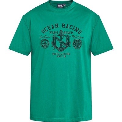 Pánské tričko 61121 NORTH zelené potisk OCEAN RACING krátký rukáv  6XL - 9XL