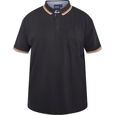Pánské tričko  s límečkem - polokošile NORTH 61128 černé krátký rukáv 5XL - 10XL
