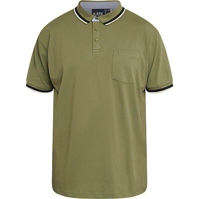 Pánské tričko  s límečkem - polokošile NORTH 61128 olivové krátký rukáv 7XL - 10XL