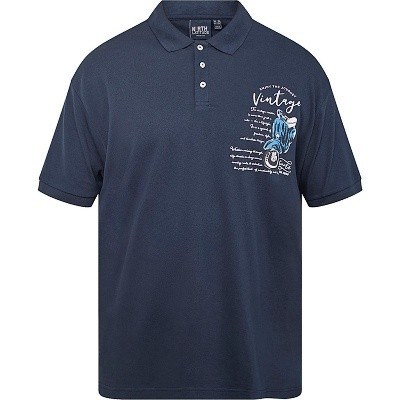 Pánské tričko  s límečkem - polokošile NORTH 61130 tmavě modré s potiskem krátký rukáv 5XL - 8XL