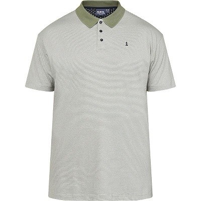 Pánské tričko  s límečkem - polokošile NORTH 61136 olivové s proužkem krátký rukáv 4XL - 8XL
