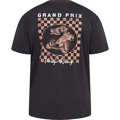 Pánské tričko 61165 NORTH černé s potiskem na zádech krátký rukáv  5XL - 10XL
