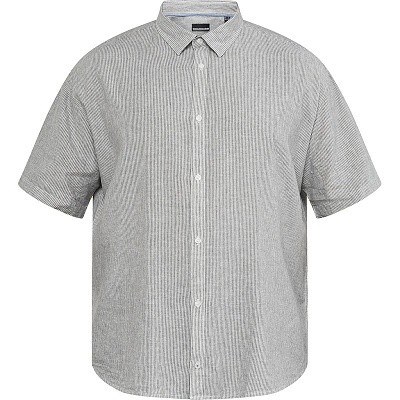 Pánská košile lněná 61311 NORTH s tmavě zeleným proužkem krátký rukáv  4XL - 8XL