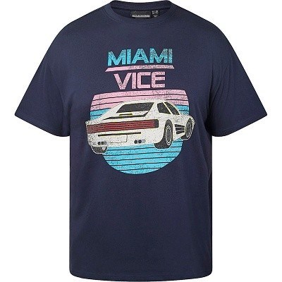 Pánské tričko 61351 NORTH tmavě modré potisk MIAMI VICE  5XL - 8XL