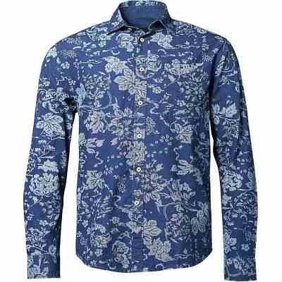 Pánská košile NORTH 56°4 tmavě modrá s potiskem dlouhý rukáv  4XL - 5XL