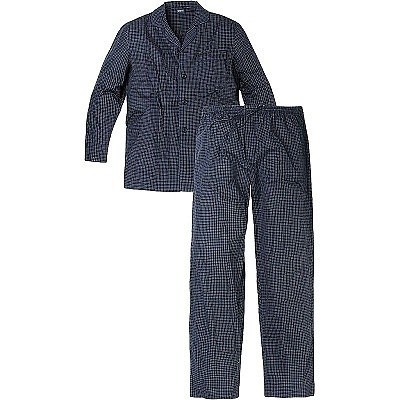 Pánské pyžamo NORTH 56°4 dlouhé černé se čtverečky plátěné propínací  5XL - 8XL