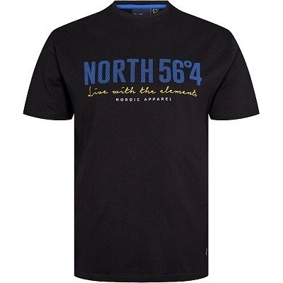 Pánské tričko NORTH 56°4  černé s potiskem NORDIC APPAREL  5XL - 8XLkrátký rukáv