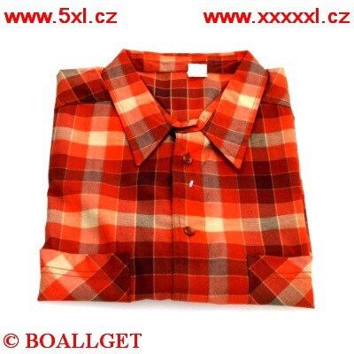 Pánská košile oranžová kostka krátký rukáv