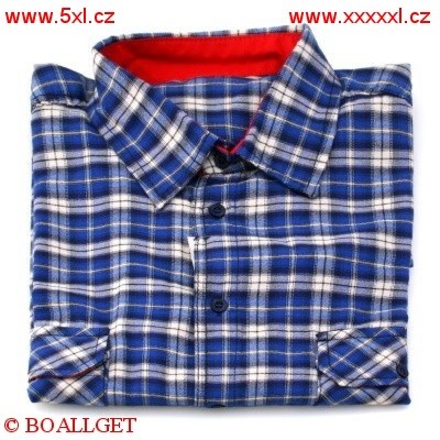 Pánská košile modré káro dlouhý rukáv 