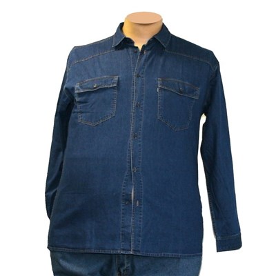 Pánská riflová košile JEANS GRAFIT dlouhý rukáv modrá 5XL - 7XL