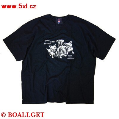 Pánské tričko YOUNG SWEET TERRORIST černé krátký rukáv 3XL - 4XL