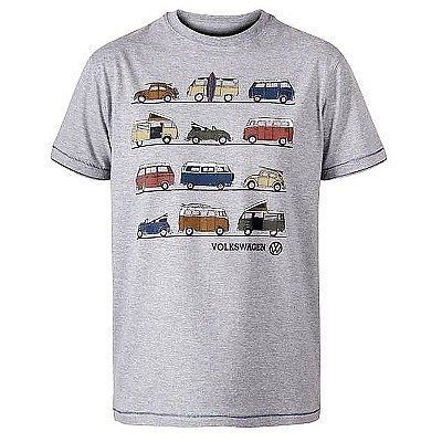Pánské tričko licenční šedé s potiskem VW MULTI VEHEICLE krátký rukáv 2XL - 5XL