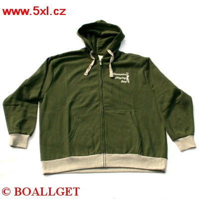 Pánská mikina zelená propínací s kapucí