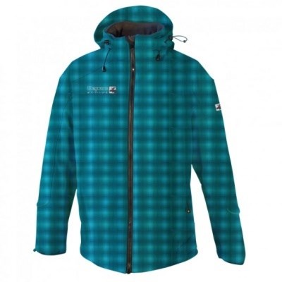 Pánská funkční bunda Softshell Deproc 54022 kostkovaná tyrkysová