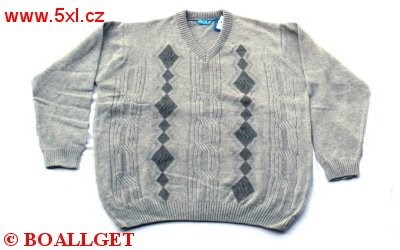 Pánský svetr šedý s kosočtverci výstřih do  V    3XL - 4XL