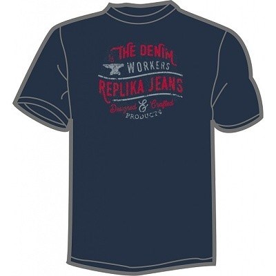 Pánské tričko REPLIKA JEANS tmavě modré potisk  4XL- 8XL krátký rukáv