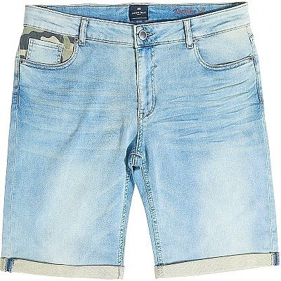 Pánské riflové kraťasy REPLIKA JEANS světle modré seprané elastické stretch 
