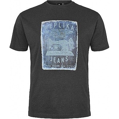 Pánské tričko REPLIKA JEANS černé s potiskem WOVEN FABRIC 5XL - 10XL krátký rukáv