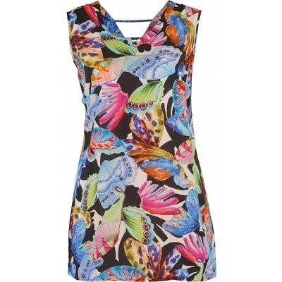 Šaty bez rukávů barevně potištěné