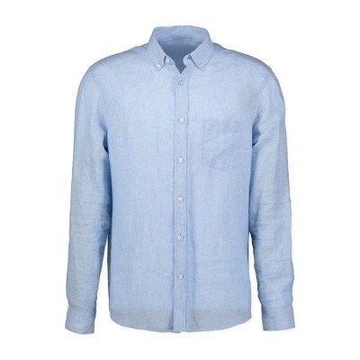 Pánská košile lněná 33011 světle modrá dlouhý rukáv  4XL - 8XL