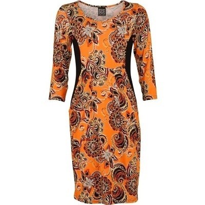 Šaty oranžovo - černé s potiskem