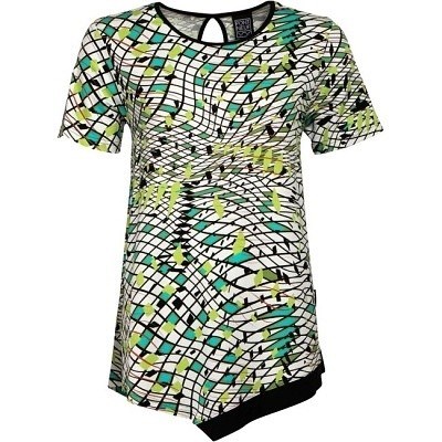 Dámská halenka bílá se zeleno - černým potiskem - velikost 4XL