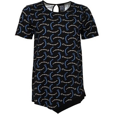 Dámská halenka černá s modro - bílým potiskem