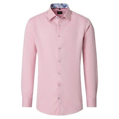 Pánská košile Venti Comfort Fit červený vzor dlouhý rukáv vel. 48 - 56 (4XL - 7XL)