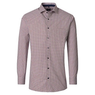 Pánská košile Venti Comfort Fit červený potisk dlouhý rukáv vel. 48 - 56 (4XL - 7XL)