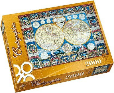 PUZZLE TREFL 2000 dílků  CLOUT ABBE MAPA ZEMĚ 1788