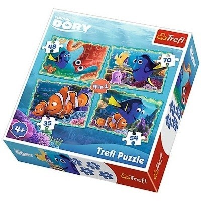 HLEDÁ SE DORY PUZZLE TREFL 34259 4 v 1 35,48,54 a 70 dílků 