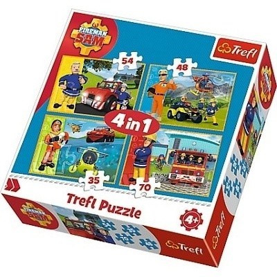 PUZZLE TREFL 34311 4 v 1 35,48,54 a 70 dílků HASIČ SAM