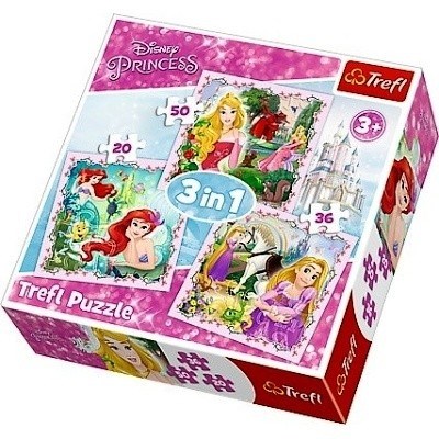 PUZZLE TREFL 34842 3 v 1 20,36,50 dílků PRINCEZNY