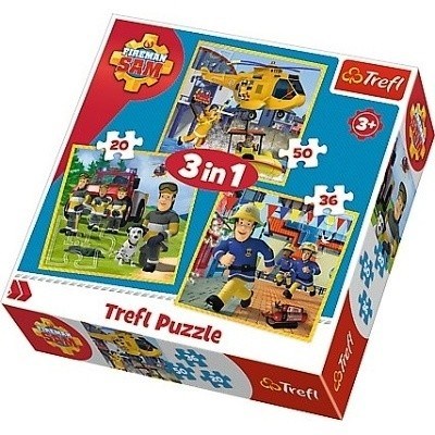 PUZZLE TREFL 34844 3 v 1 20,36,50 dílků HASIČ SAM