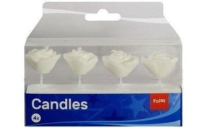 SADA SVÍČEK RŮŽE BÍLÁ 4 ks