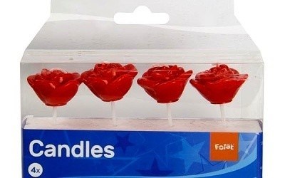 SADA SVÍČEK RŮŽE ČERVENÁ 4 ks