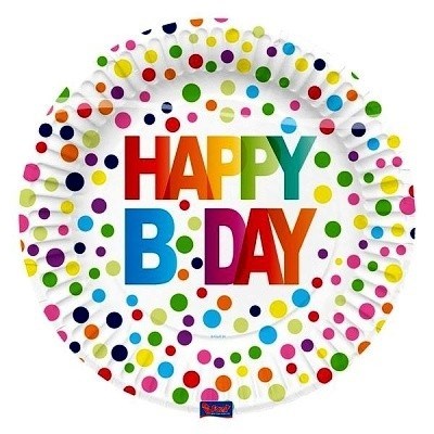 TALÍŘE PÁRTY DUHOVÉ HAPPY B DAY 23 cm 8 ks