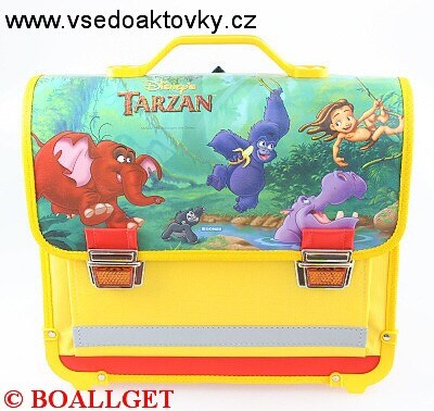 Aktovka školní TARZAN, zpevněná  ergonom. záda, uvnitř 2 přihrádky + 1 přední kapsa, přihrádka na jmenovku 