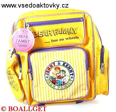 Batoh školní, měkká záda, výška 34cm, šířka 33cm, 2 přední a 2 boční  venkovní kapsy