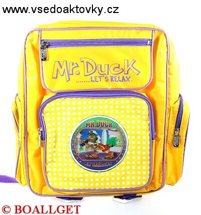 Batoh školní, měkká záda, výška 34cm, šířka 33cm, 2 přední a 2 boční  venkovní kapsy