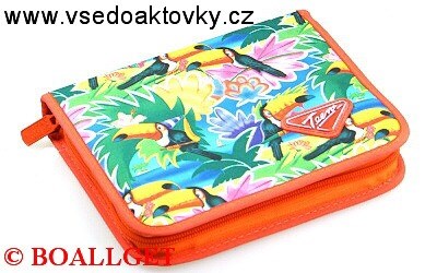 PENÁL Prales,1.zipový, textil s klopou + BONUS - náplň zdarma  (sada pastelek,sada fixů, 2 tužky, pravítko, úhloměr, pryž, ořezávátko )