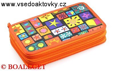 PENÁL Nebe,2.zipový, textil + BONUS - náplň zdarma  (sada pastelek,sada fixů, 2 tužky, pravítko, úhloměr, pryž, ořezávátko, bombičky )