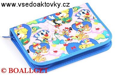 PENÁL Klauni, 1.zipový , textil