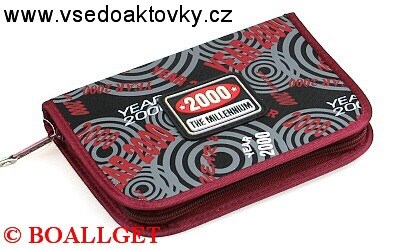 PENÁL Millenium  fialová, 1.zipový s klopou, textil